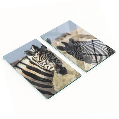 Decoratieve serveerplanken van glas met twee zebra's, 2x30x52 cm
