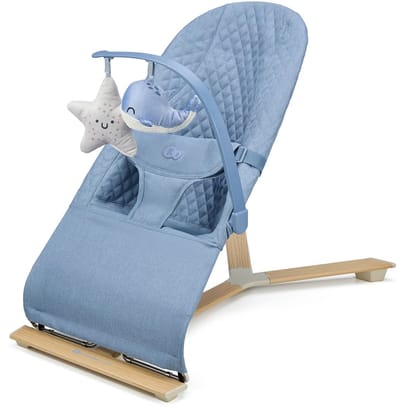 Kinderkraft MIMI Babywip- en Ligstoel - Voor Pasgeborenen tot 9 kg - 3-Positie Rugleuning, Speelboog, Lichtgewicht en Compact - Nordic Breeze