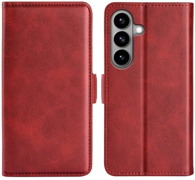 MobyDefend Hoesje - Geschikt voor Samsung Galaxy S26 - Luxe Wallet Book Case (Sluiting Zijkant) - Rood