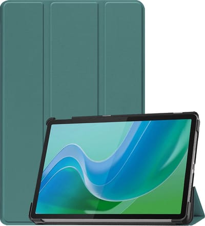 Hoesje Geschikt voor Lenovo Tab M11 (11 inch) - Dun & Stevig - Trifold Bookcase - Hard Cover - Hardcover Book Case - Tablet Hoes - Donkergroen