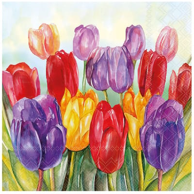 Ambiente Papieren Servetten Kleurrijke Tulpen – Colourful Tulips – 20 Stuks – 3-Laags FSC