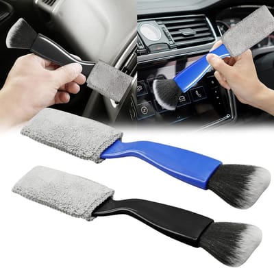 Dubbele Kop Auto Schoonmaakborstel - Set van 2 stuks - Voor Auto Interieur en Dashboard - Ventilatieopeningen Reinigen