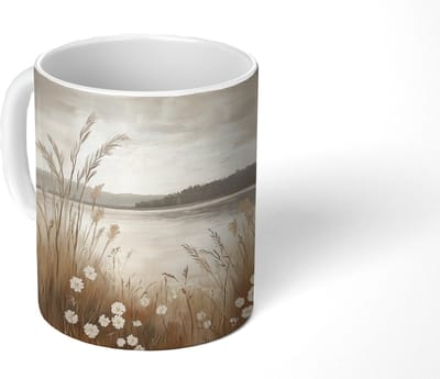Mok - Koffiemok - Meer - Water - Natuur - Beige - Mokken - 350 ML - Beker - Koffiemokken - Theemok