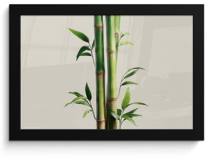 Poster in lijst - Fotolijst 30x20 cm - Posters - Bamboestengels - Sierlijk - Groen - Posterlijst zwart - Decoratie - Wanddecoratie woonkamer - Muurdecoratie slaapkamer