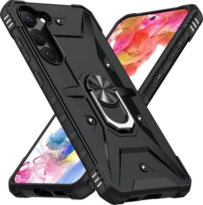Casemania Hoesje Compatibel met Samsung Galaxy A15 - Zwart - Armor Back Cover met Kickstand