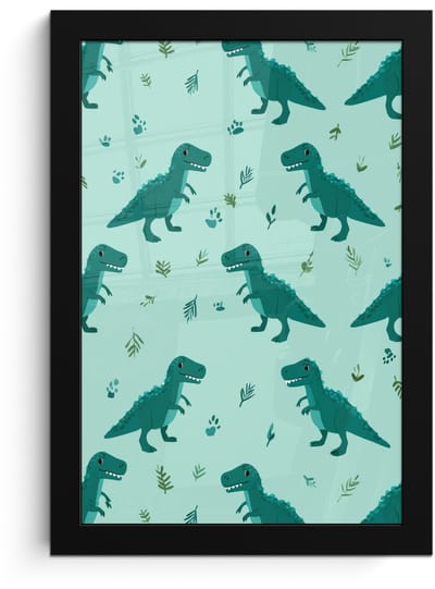 Poster in lijst - Fotolijst 20x30 cm - Posters - Donkergroen - Dinosaurussen - Afdrukken - Bladeren - Posterlijst zwart - Decoratie - Wanddecoratie woonkamer - Muurdecoratie slaapkamer