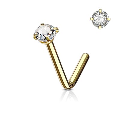 Neuspiercing L-bend ronde top steen 0.8x6x3 - goud - LMPiercings