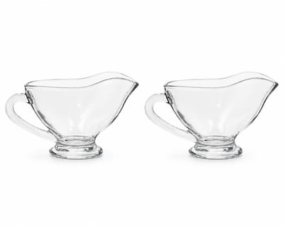 Sauskannetje / jus kannetje - 2x stuks - glas - 200 ml - 15 x 7 x 9 cm - sauciere