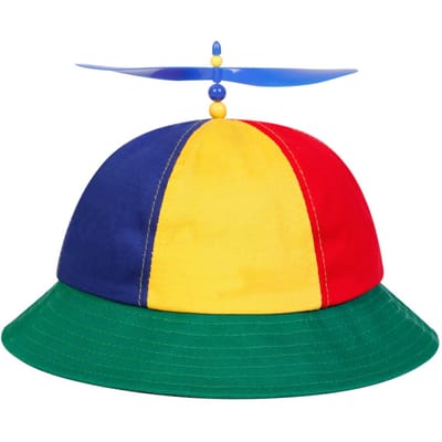 1 Stuk Unisex Meerkleurige Patchwork Emmer Hoeden Met Propeller Persoonlijkheid, Vrijetijd Buiten Verstelbare Multifunctionele Zonbescherming Hoed One Size groen
