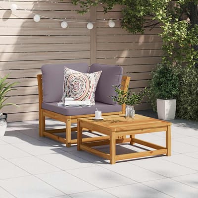 vidaXL - Tuinhoekbank - met - kussens - 73x73x65 - cm - massief - acaciahout