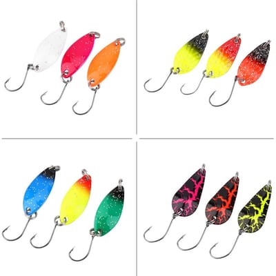 12 stuks Zoutwater Metaal Harde Kunstaas Glitters Lepel Vis Haak Tackle Accessoire red