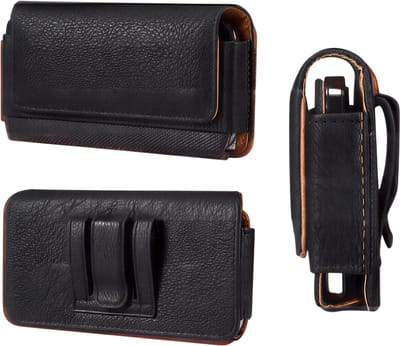 Multifunctionele heuptas voor heren van imitatieleer - Maat L - Telefoontasje met riemclip - Groot formaat - Zwart - Horizontaal - Duurzaam telefoontasje van imitatieleer - Compacte heuptas voor smartphone, sleutels en accessoires