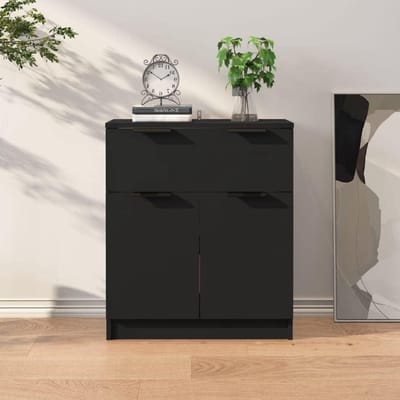 Houten Dressoir - Opbergkast Ladekast - Interieur Verfraaien - Verwerkt Hout - 60x30x70 cm - Zwart