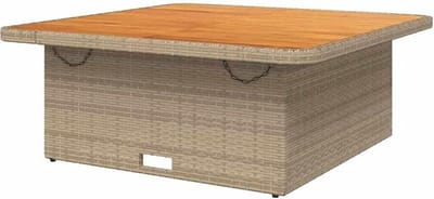 Tuintafel - Balkontafel Buitentafel - Buiten Eten - Verstelbaar Tafelblad - 110 x 110 x 71 cm - Beige