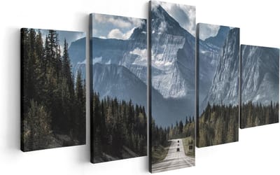 Artaza Canvas Schilderij Vijfluik Weg Voor De Grote Berg In Het Bos - 100x50 - Foto Op Canvas - Canvas Print
