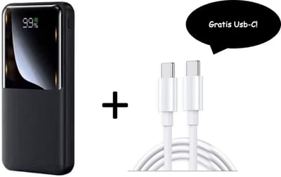 Remax cynlle serie powerbank - Powerbank 20000 mah - 22.5 w - zwart - snel opladen - met GRATIS usb-c 1,5 m kabel t.w.v. €10 euro!