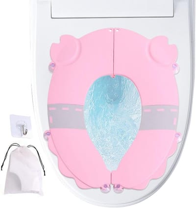 Kindertoiletbril - Peuterzitje - Zindelijkheidstraining - Opvouwbaar en draagbaar - 20 x 16 cm - Roze