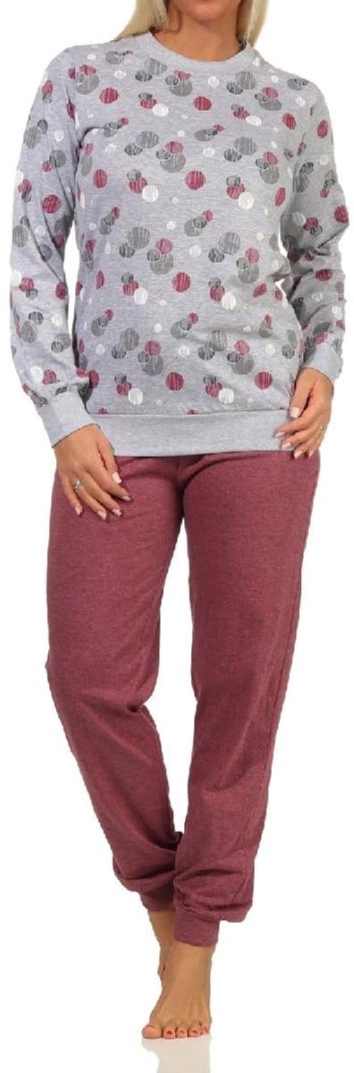 Damespyjama met manchetten in elegante polka dot / stippen look - 212 201 90 750