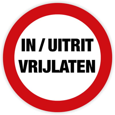 Simbol® - Stickers In/Uitrit vrijlaten - Formaat ø 10 cm.
