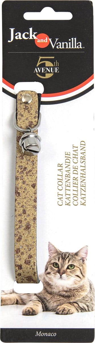 Jack And Vanilla - Halsbanden - Monaco Kattenhalsband - Goud - 14mmx30cm nek 23-26 cm - belletje en elastiek 45/8005 - 179811