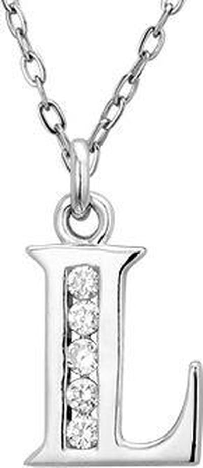 Montebello Ketting Letter L - 925 Zilver Gerhod. - Alfabet - 10x20mm - 45cm
