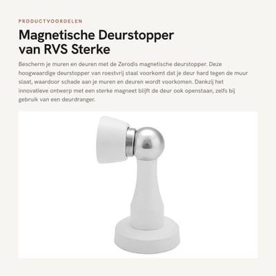 Dailygoods- Deurstopper Sterke Magnet - Deurbuffer - Deurstoppers voor Binnen - Deurvastzetter - Deurstopper Muur - Hoogwaardig Roestvrij Staal - Deurhouder
