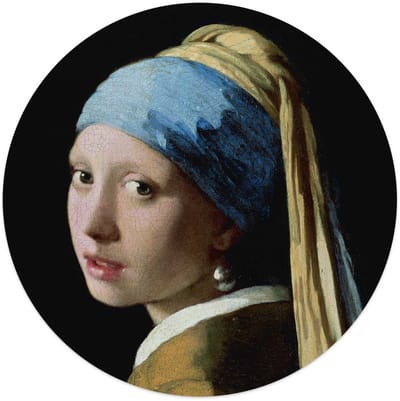 Glasschilderij Vermeer - Meisje met de Parel - Ø 50 - Glas - REINDERS