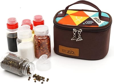 Set van 6 Outdoor Kruidendozen met Opbergtas - Ideaal voor BBQ, Koken, Picknicken en Kamperen