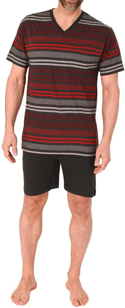 Normann Heren Pyjama Shorty met korte mouwen in nobel streepdesign - ook in overmaten