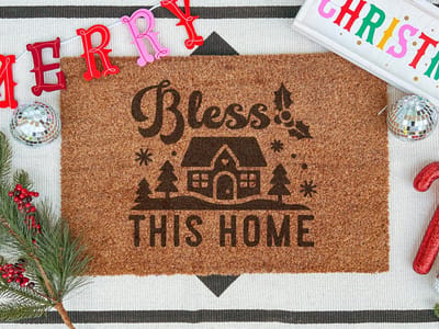 Bless This Home | 60x40 cm | Nieuwe huis cadeau | Ingangsmat | Deurmat met stijl | Verhuizing cadeau | Praktisch & trendy | Perfect voor binnenkomst | Cadeau voor nieuwe woning