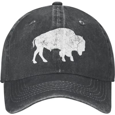Verweerd Buffel Retro Bizon Dierenliefhebber Cadeaus Cowboyhoed Truckerhoed Baseballpet Snapback Golfpet Zomerhoeden Adjustable white