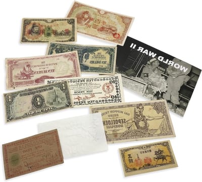 Oorlogsbankbiljetten Collectie - Tweede Wereldoorlog Geld - Historische Collectie - Inclusief Echtheidscertificaat - 10 stuks - Bruin