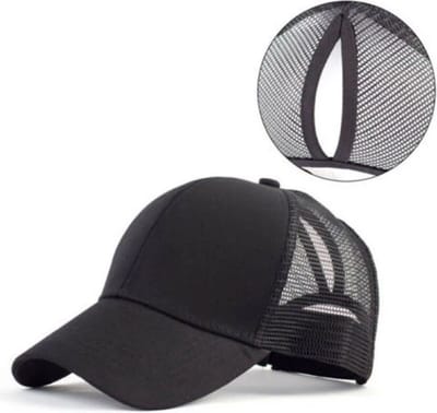 Dames Pet – eCarla – Paardenstaart Cap - Zwart