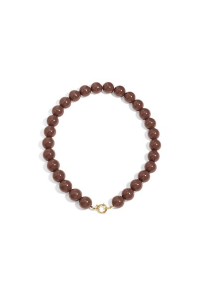 Bijoutheek Collier Statement Kralen 15mm Choco