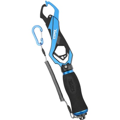 Vissen Lip Gripper Vis Tang Handgreep Draagbare Aluminium Legering Vissen Grip Haak Gripper met 26KG Gewichtsschaal Visgerei 295mm blauw