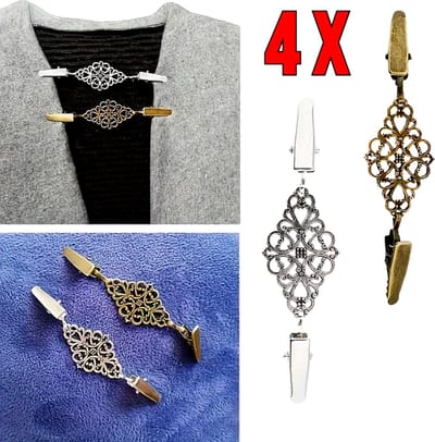 LaGloss® Kledingclips Set – 4 Stuks in Brons & Zilver – Elegante Clip Accessoires voor Dameskleding