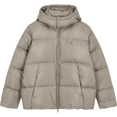 Calvin Klein Effen Kleur Afneembare Capuchon Losse Rits Jas Heren jassen Bruin J327349-PAV L gray