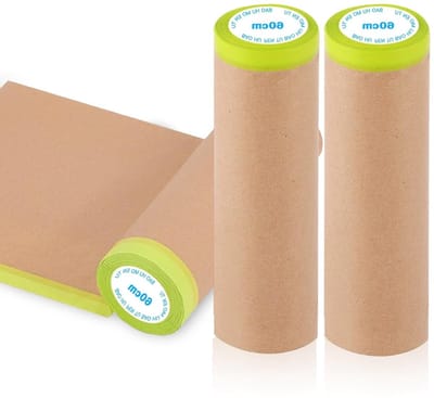 Set van 3 Verfbedekkingspapieren 60 cm x 15 m met Zelfklevende Strips, Ideaal voor Professioneel Schilderen en Renovaties