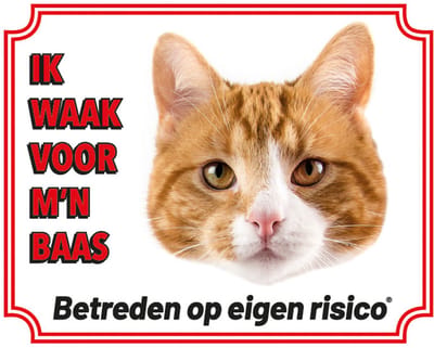 Katten Waakbord - Ik waak voor mijn baas Rood