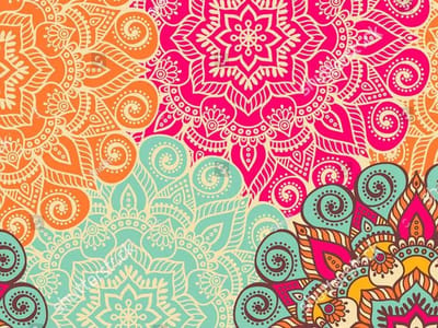 Vinyl | Vloerkleed vinyl | Mandala roze/oranje | 95x145 cm
