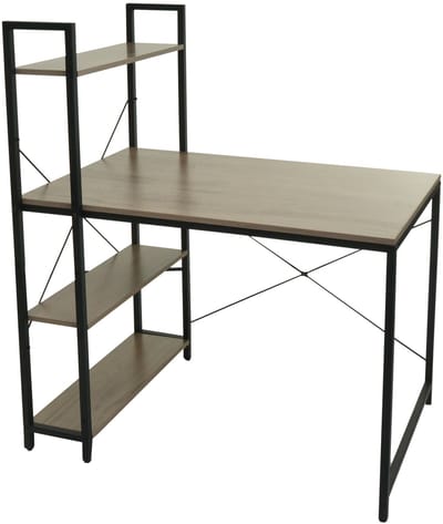 Bureau met legplank MCW-K81, laptoptafel bureau werktafel, 100x60cm metaal MDF ~ grijsbruin
