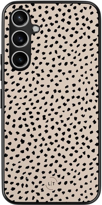 Leuke Telefoonhoesjes - Hoesje geschikt voor Samsung Galaxy S23 FE - Almond dots - Backcover zwart - Gestipt - Bruin