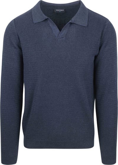 Suitable Trui Riva Structure Melange Donkerblauw (navy) - Maat L - Heren - Pullover