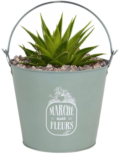 Sunnydays Emmer/plantenpot/bloempot - zink - jadegroen - D24 x H19 cm