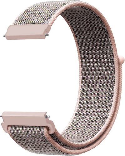 Nylon bandje - geschikt voor Garmin Venu 2s / 3s / 4 (41mm) / Vivoactive 4s / Forerunner 255s / 265s - Huawei Watch GT 5 Pro - 42mm / GT 6 / GT 5 / GT 4 - 41mm - zandroze