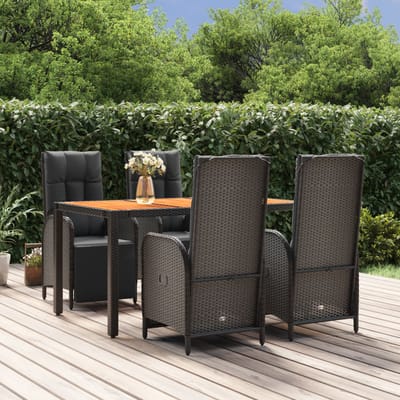 vidaXL - 5-delige - Tuinset - met - kussens - poly - rattan - zwart