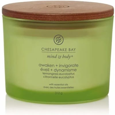 Chesapeake Bay Awaken & Invigorate - Lemongrass Eucalyptus - Geurkaars met Drie Lonten - 50 branduren
