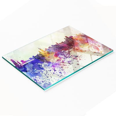 Keuken serveerplank van gehard glas met Chicago-afbeeldingen, 80x52 cm