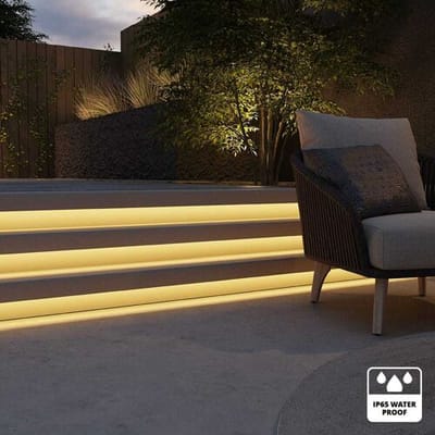 HOFTRONIC Flex180 LED Strip 2 meter - 3000K warm wit - IP65 waterdicht - Buiten & Binnen - 180 LEDs/m - 24 Watt 2300 lumen - Inkortbaar per 20 cm -
