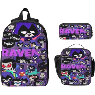 3-delige Teens Titans Go Beast Boy Rugzakset voor Jongen Meisje Pennenetuis Boekentas Sets met Lunchbox Voor Schoolleerlingen Rugzak